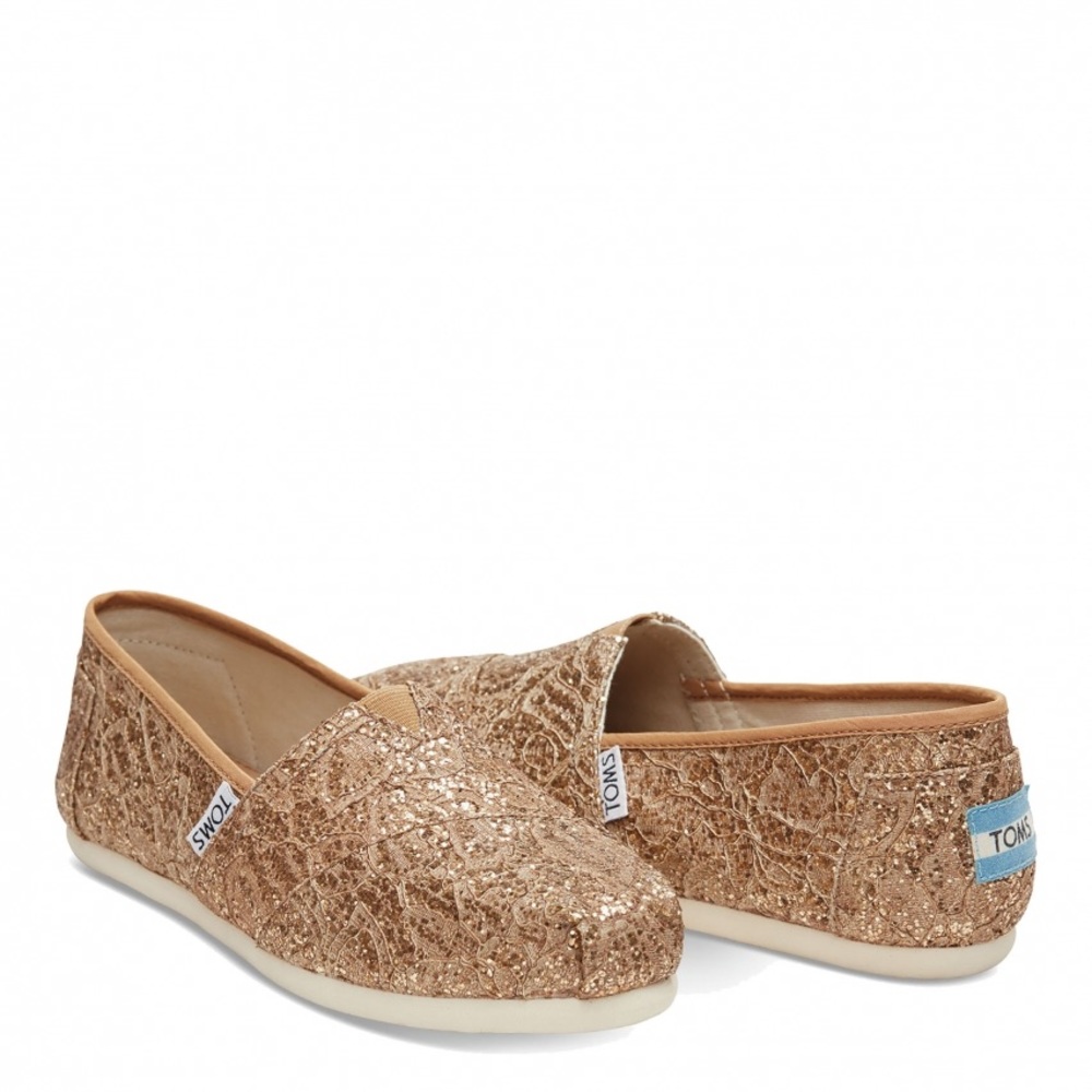 TOMS Classic Rose Gold Lace Glitz Womens US Size 5. New with tags & box.